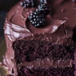 Chocolate Bourbon Cake with Blackberry Swiss Meringue Buttercream