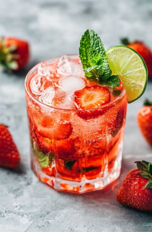 Strawberry Lime Vodka Smash