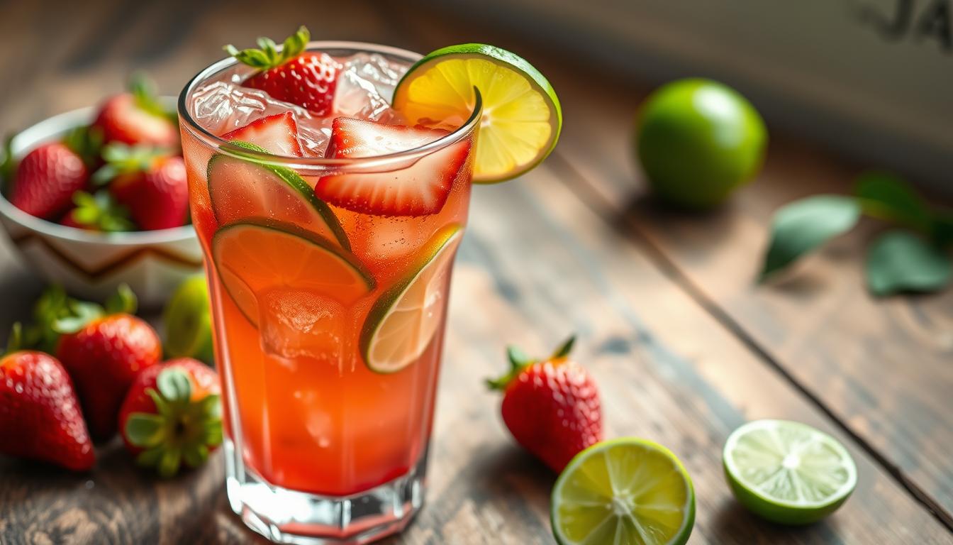 strawberry lime vodka smash