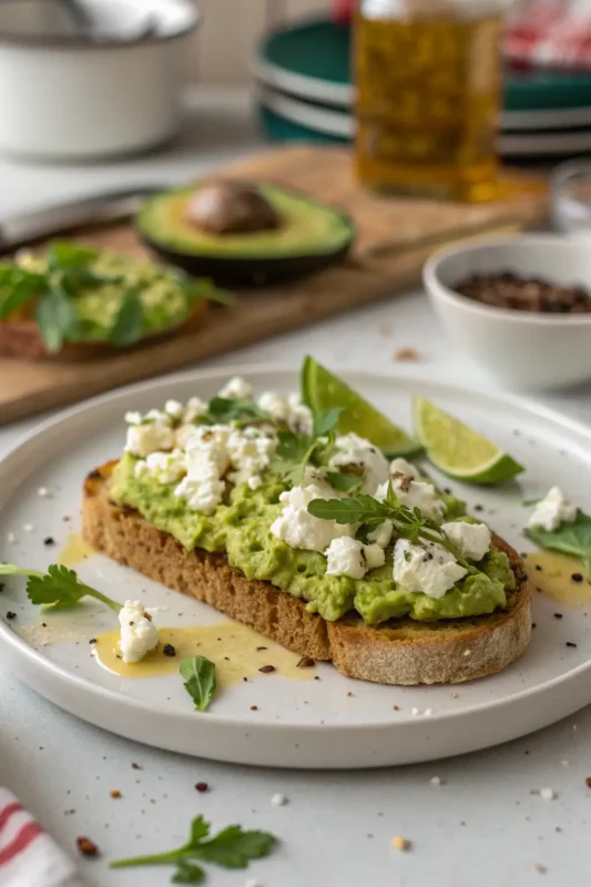 A delicious plate of Avocado Feta Toast
