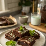 A delicious plate of Chocolate Mint Dessert Brownies