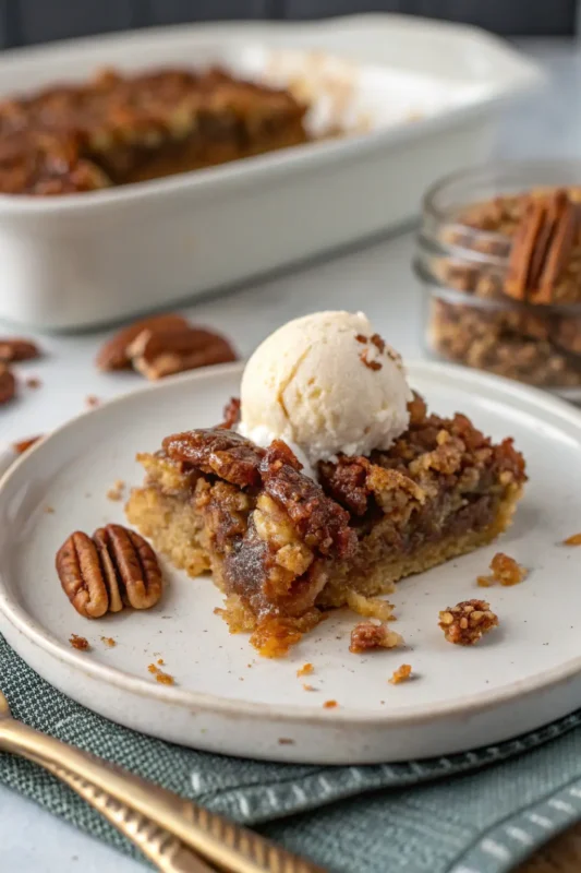 A delicious plate of Pecan Pie Dump Cake