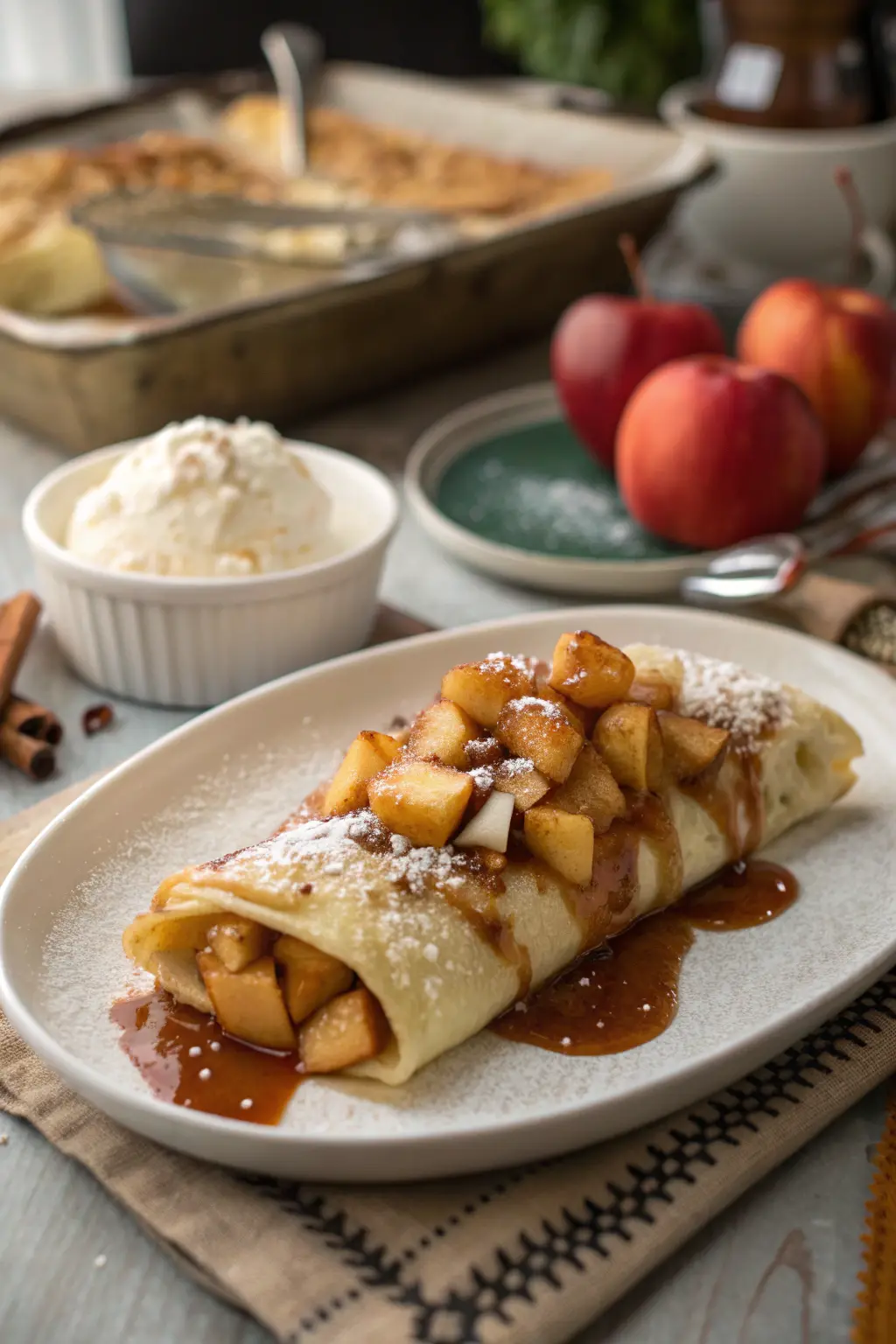 A delicious plate of Apple Enchilada Dessert