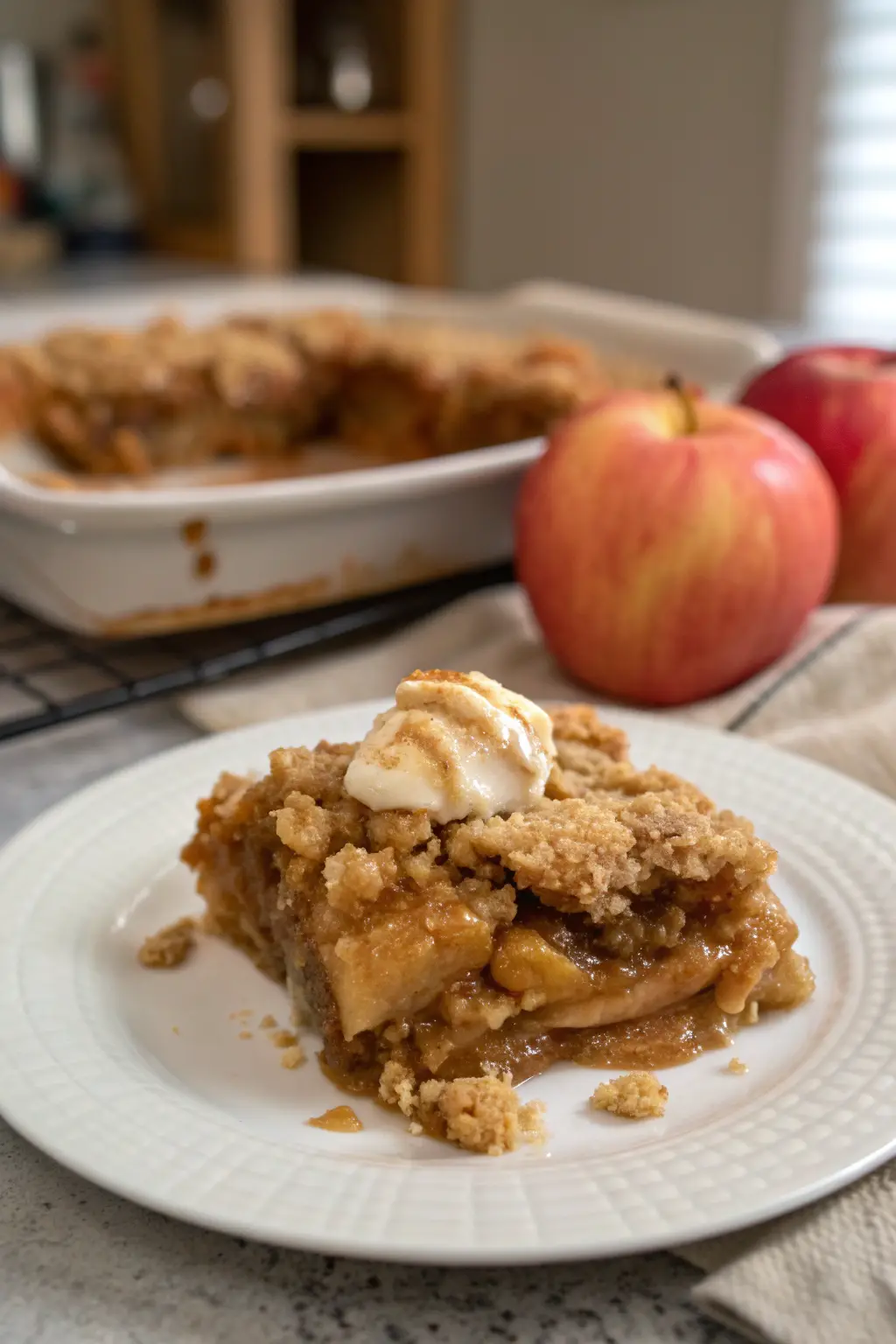 A delicious plate of Caramel Apple Dump Cake
