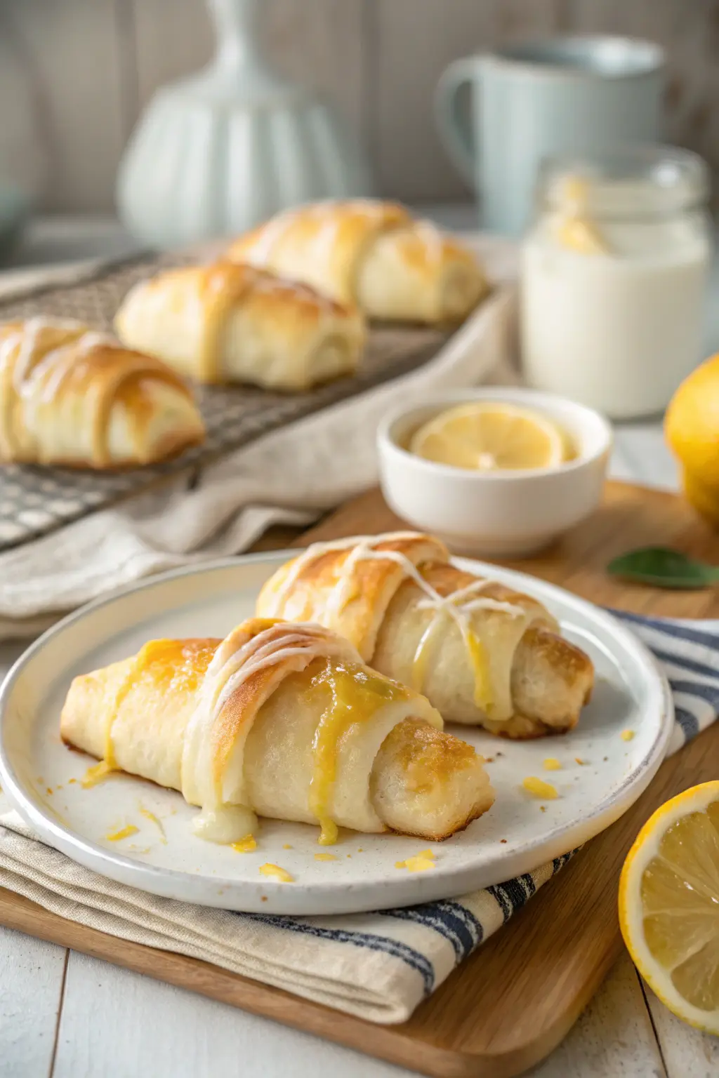 A delicious plate of Lemon Cheesecake Crescent Rolls