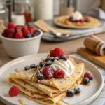 A delicious plate of Dessert Crepes