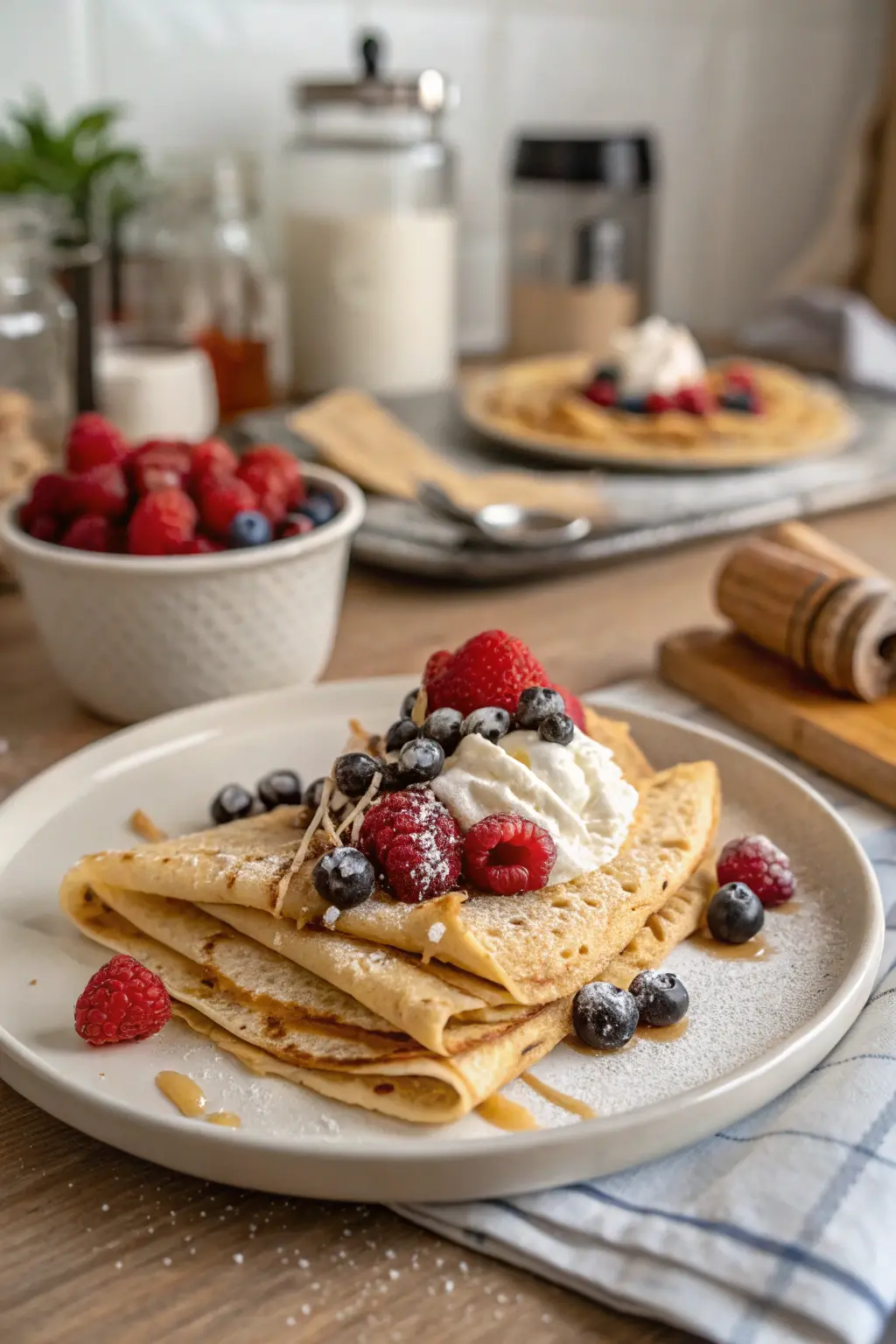 A delicious plate of Dessert Crepes