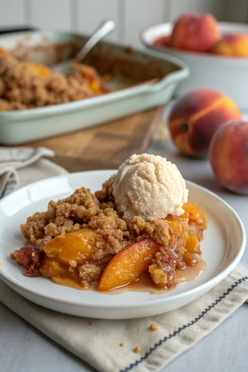 A delicious plate of Slow Cooker Peach Dump Cake