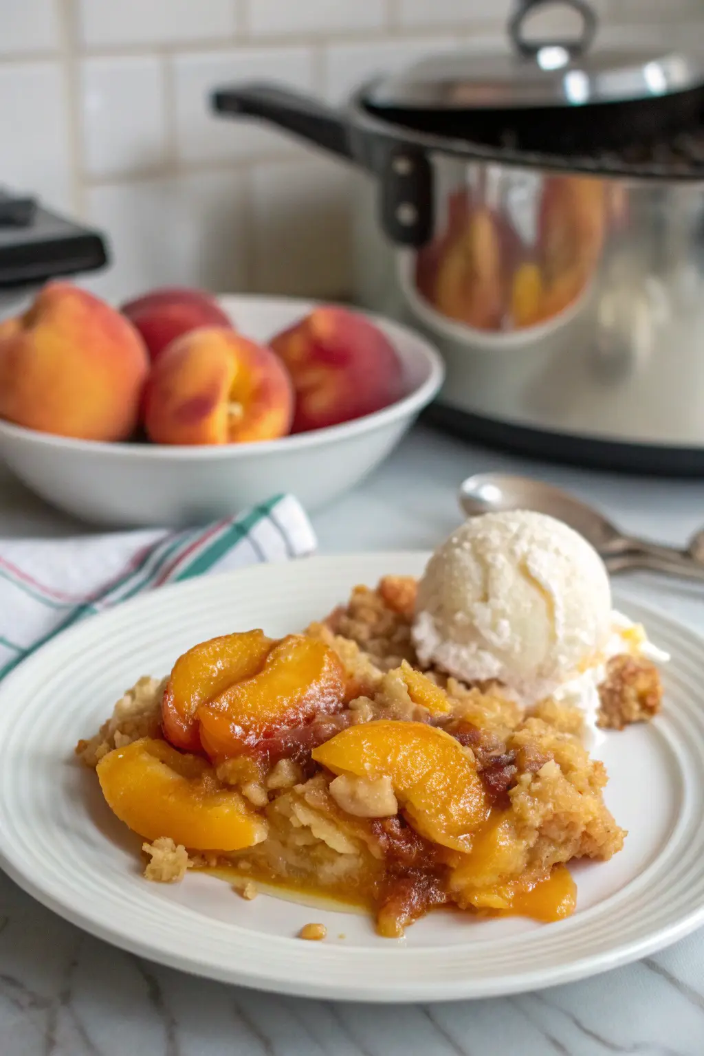A delicious plate of Peach Dump Cake