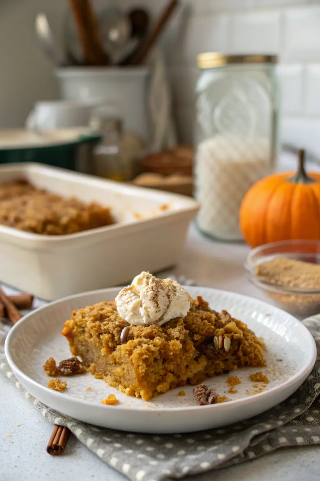 A delicious plate of Pumpkin Oatmeal Dump Cake