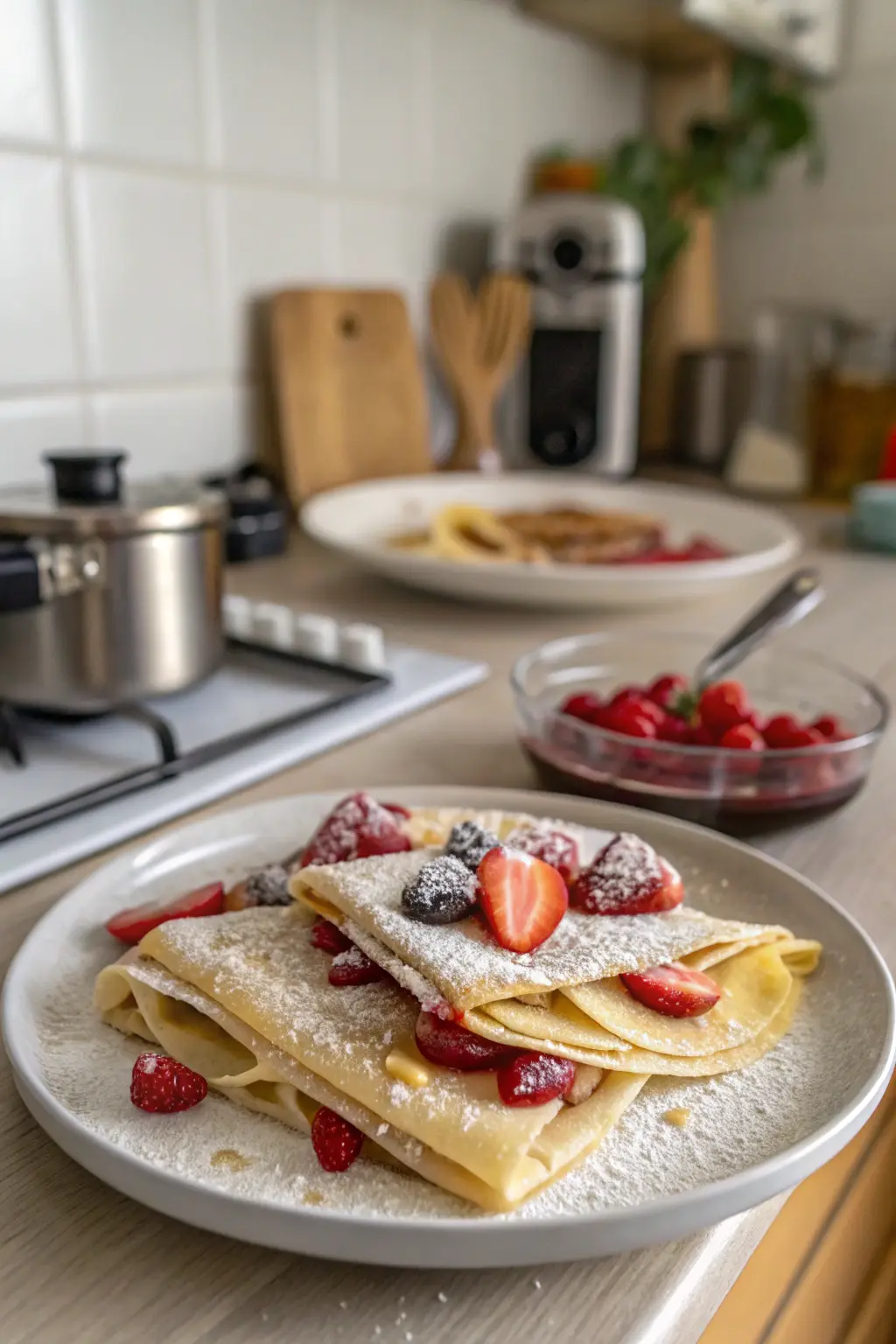 A delicious plate of Dessert Crepes