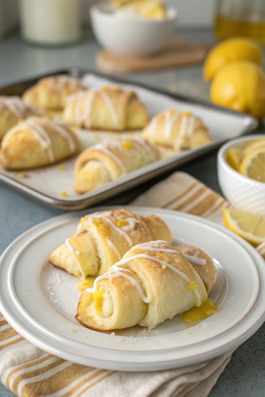 A delicious plate of Lemon Cheesecake Crescent Rolls