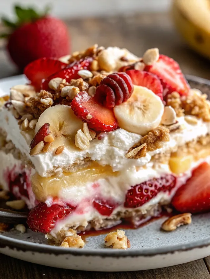 Banana Split Dump Cake with Strawberries
