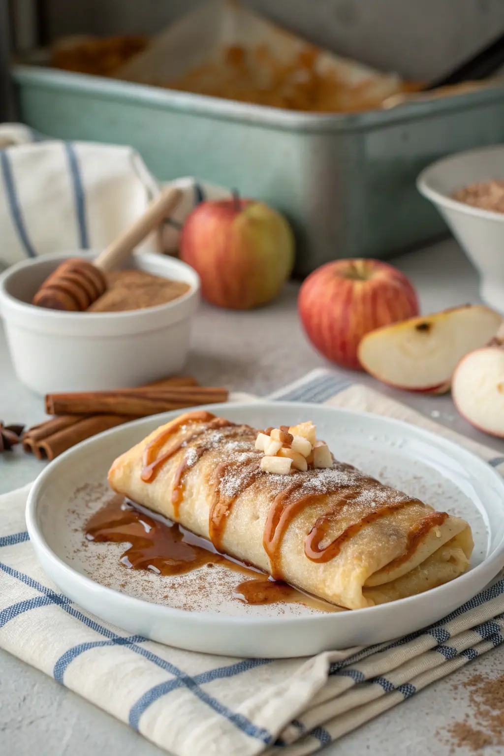 A delicious plate of Apple Enchilada Dessert