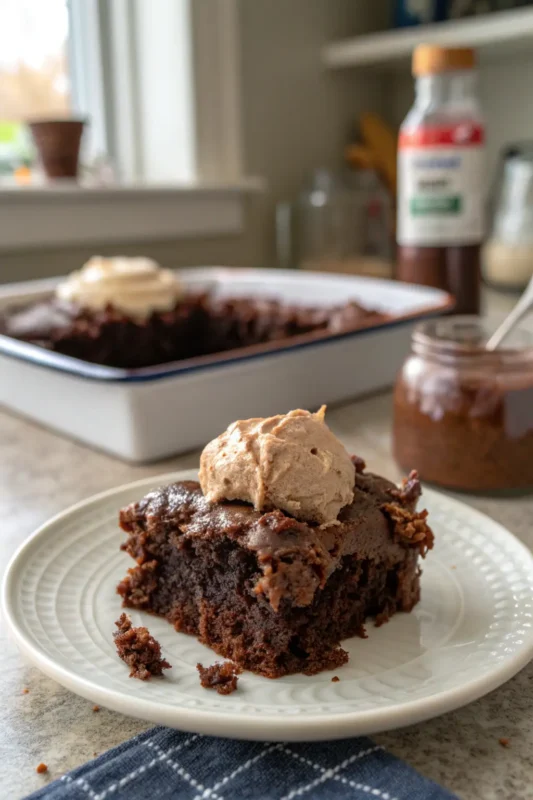 A delicious plate of 📦 Chocolate Dump Cake