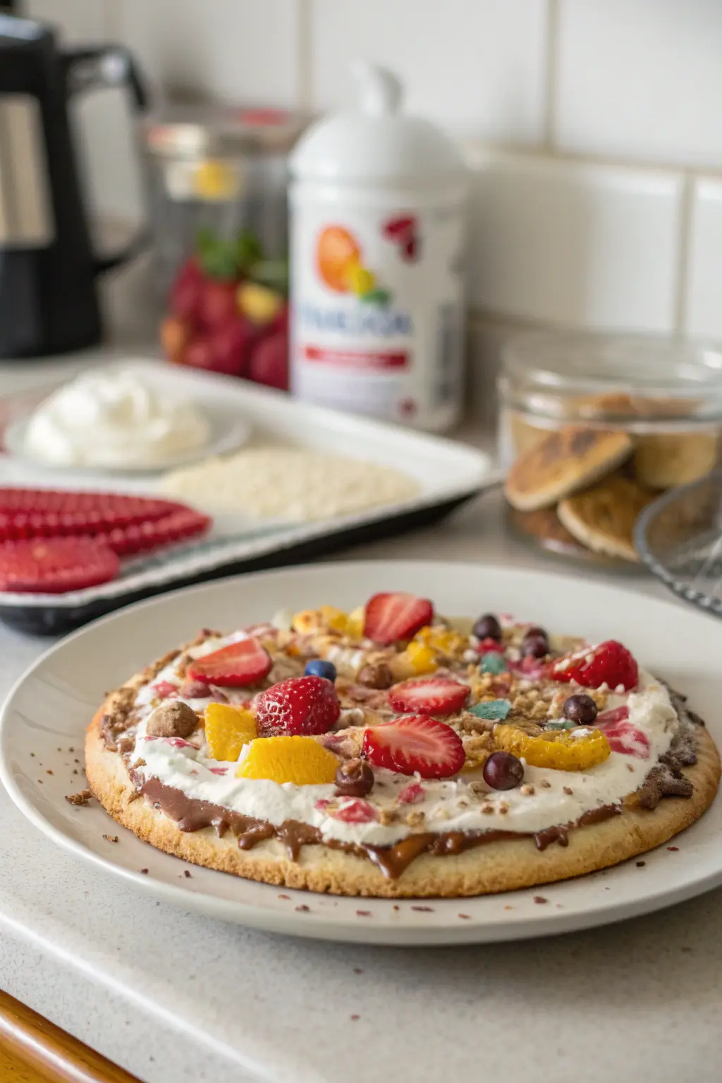 A delicious plate of Dessert Pizza