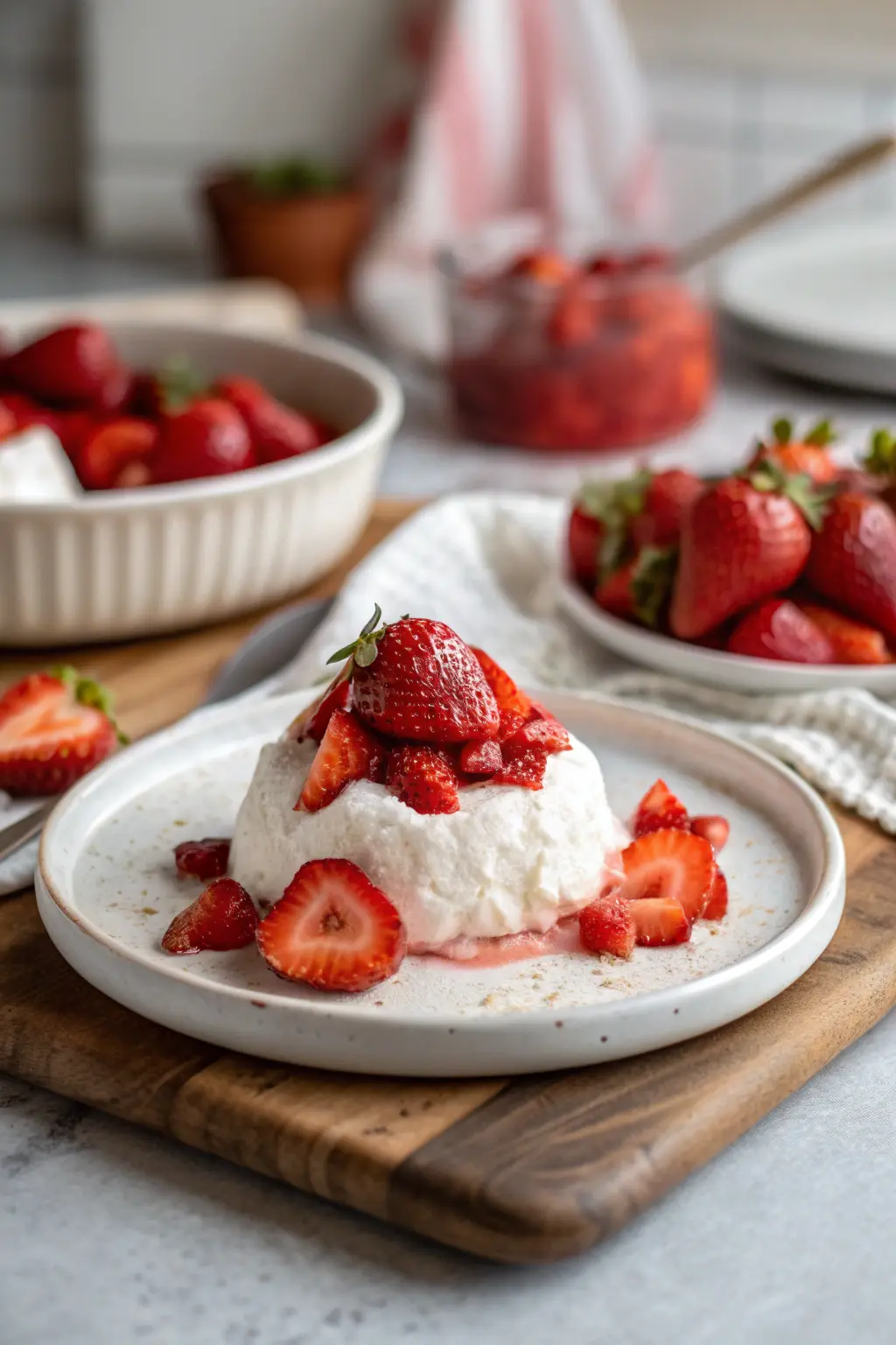 A delicious plate of Strawberry Angel Food Dessert