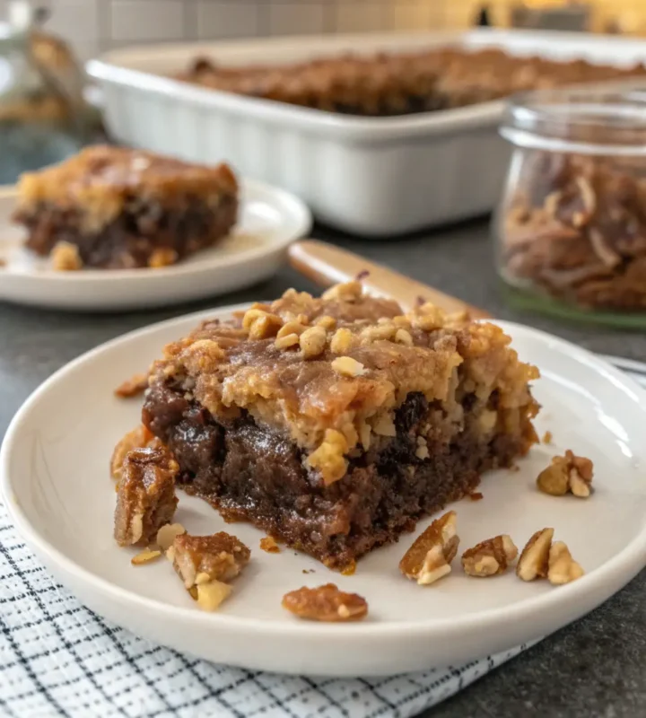 A delicious plate of German Chocolate Dump Cake