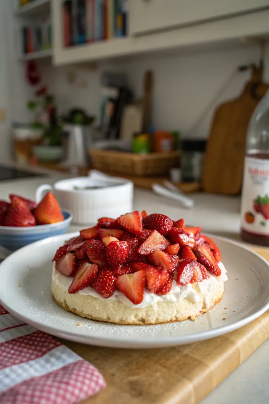 A delicious plate of Strawberry Angel Food Dessert