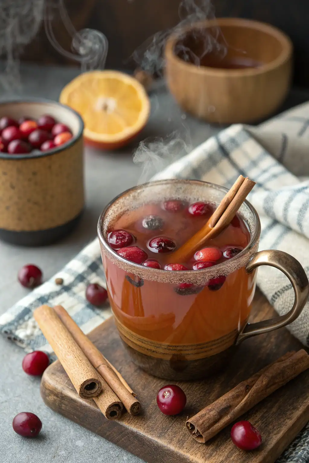 A delicious plate of Hot Spiced Cranberry Cider