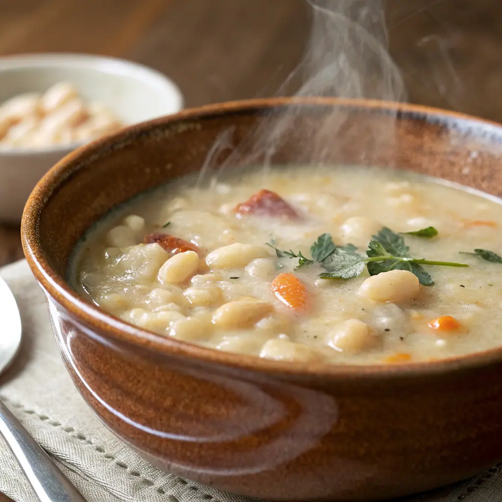 A delicious plate of Creamy Italian White Bean Soup
