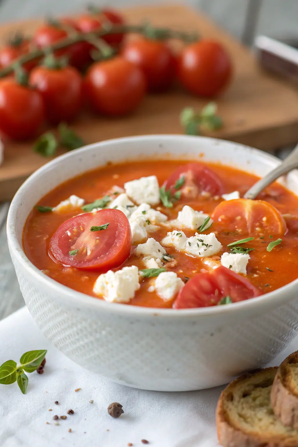 A delicious plate of Cottage Cheese Tomato Soup