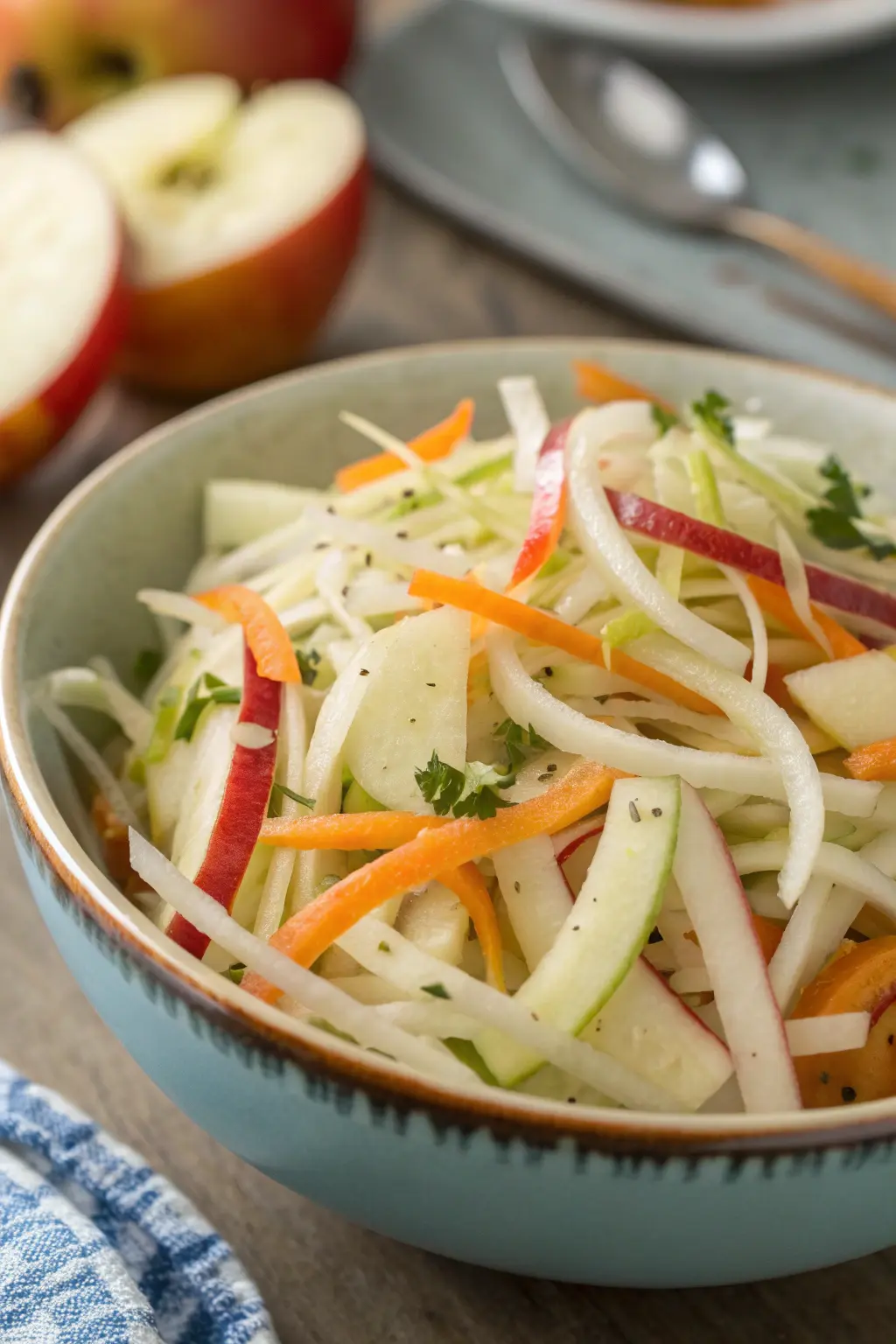 A delicious plate of Apple Jicama Coleslaw