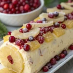 A delicious plate of Pineapple Cranberry Holiday Cheese Log