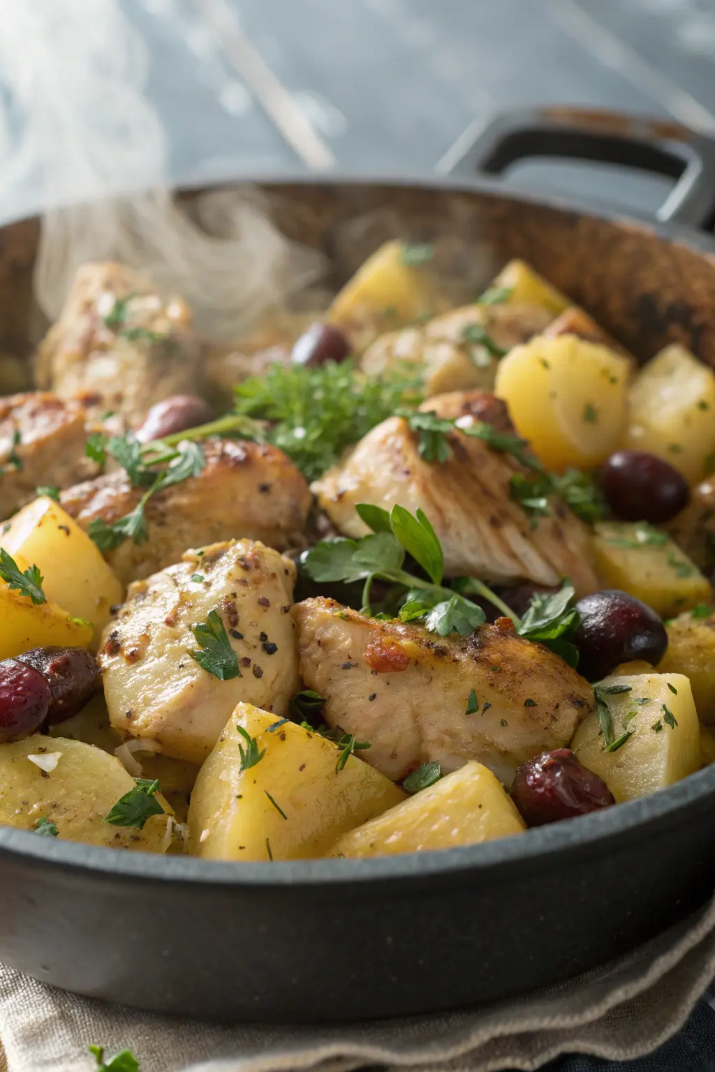A delicious plate of Greek Chicken and Potato Bowl