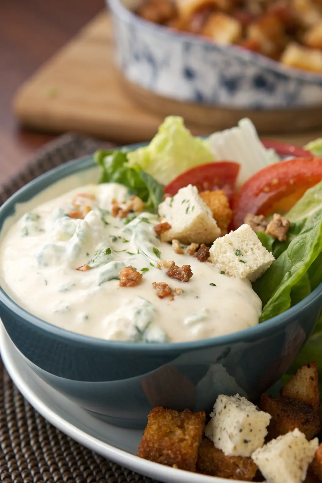 A delicious plate of Chef John's Creamy Blue Cheese Dressing