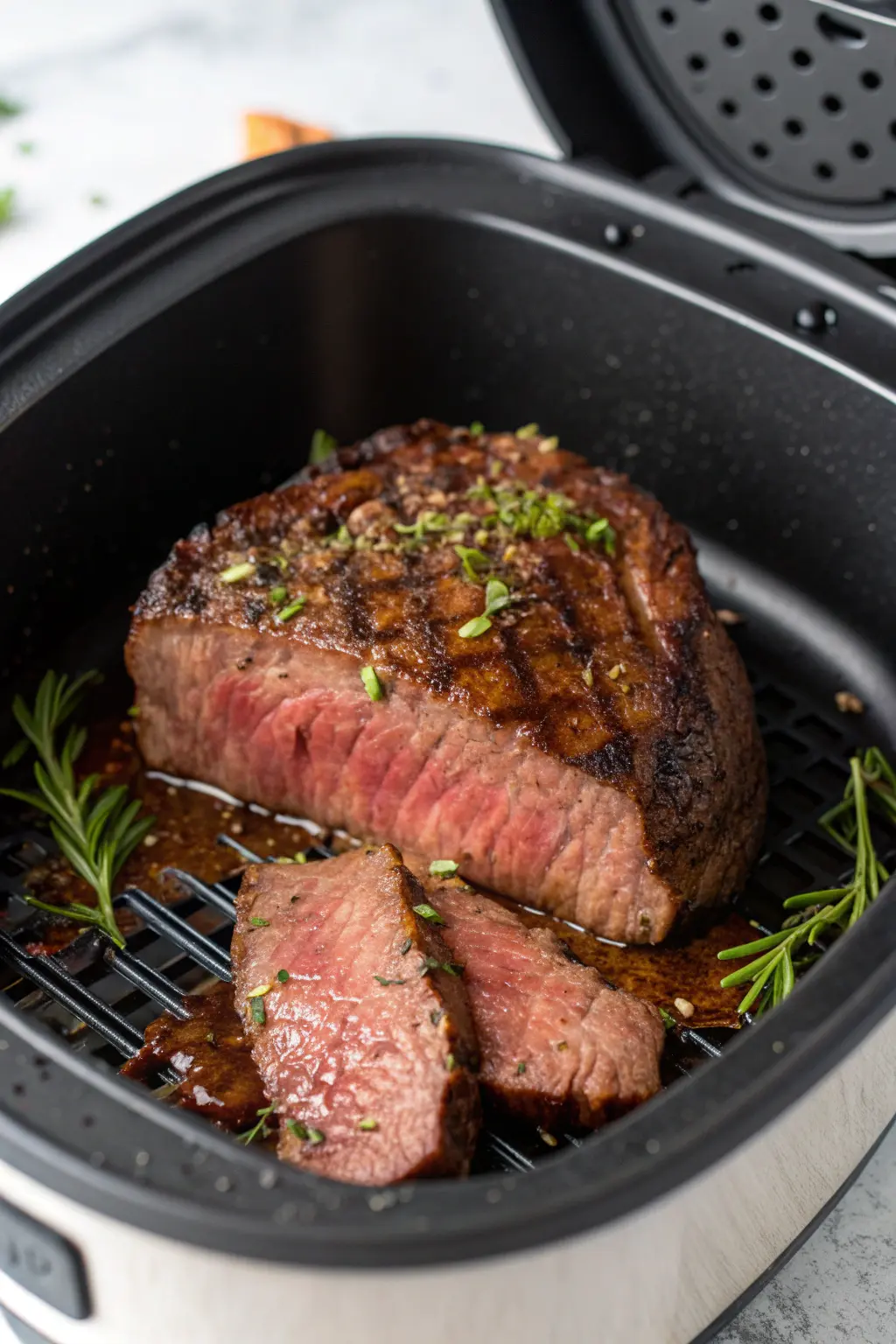 A delicious plate of Air Fryer Ostrich Steak
