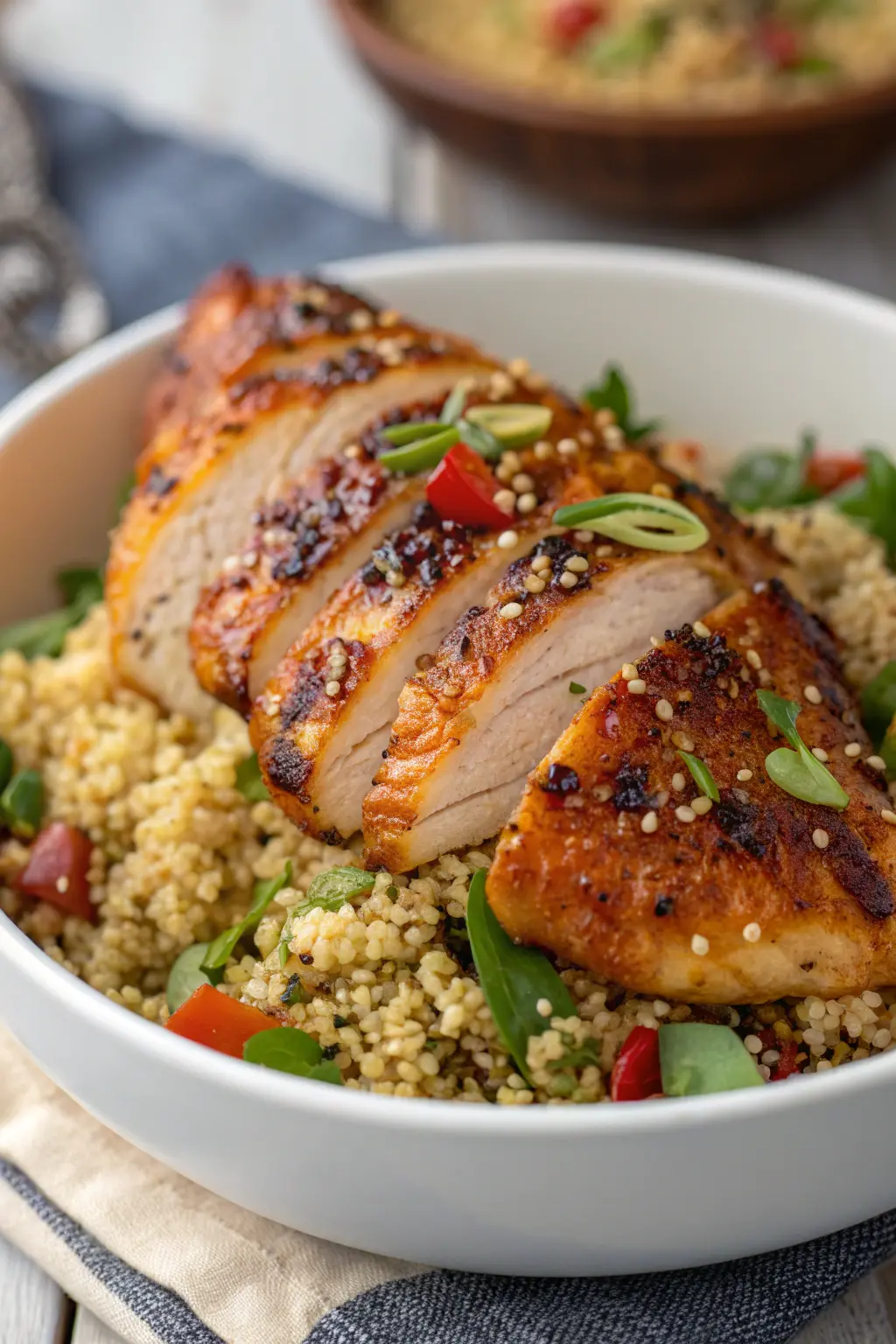 A delicious plate of Air Fryer Chicken Quinoa Seeds