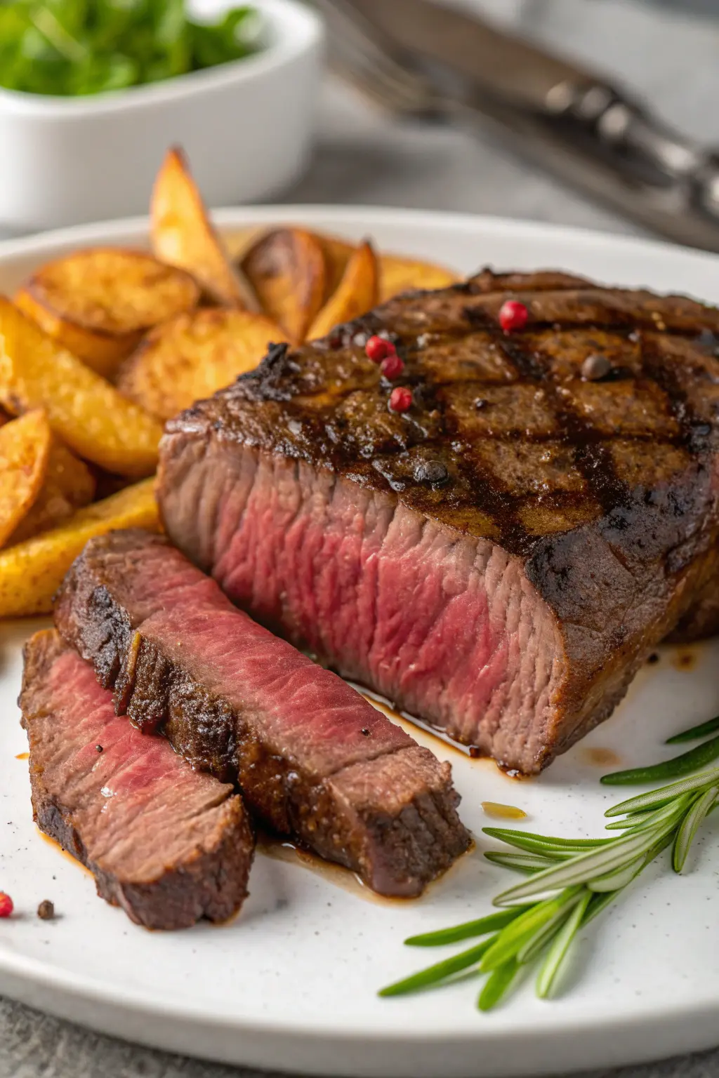 A delicious plate of Air Fryer Elk Steak