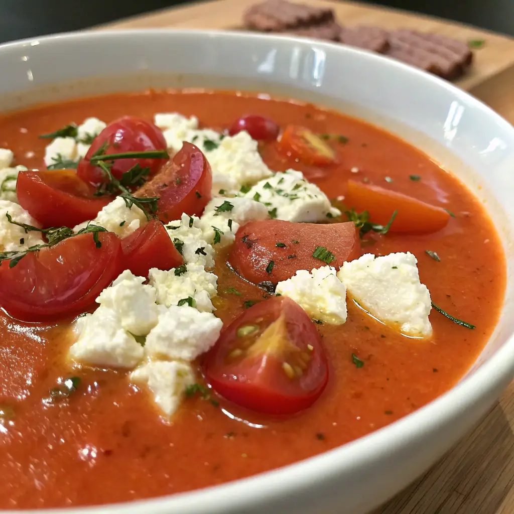 A delicious plate of Cottage Cheese Tomato Soup