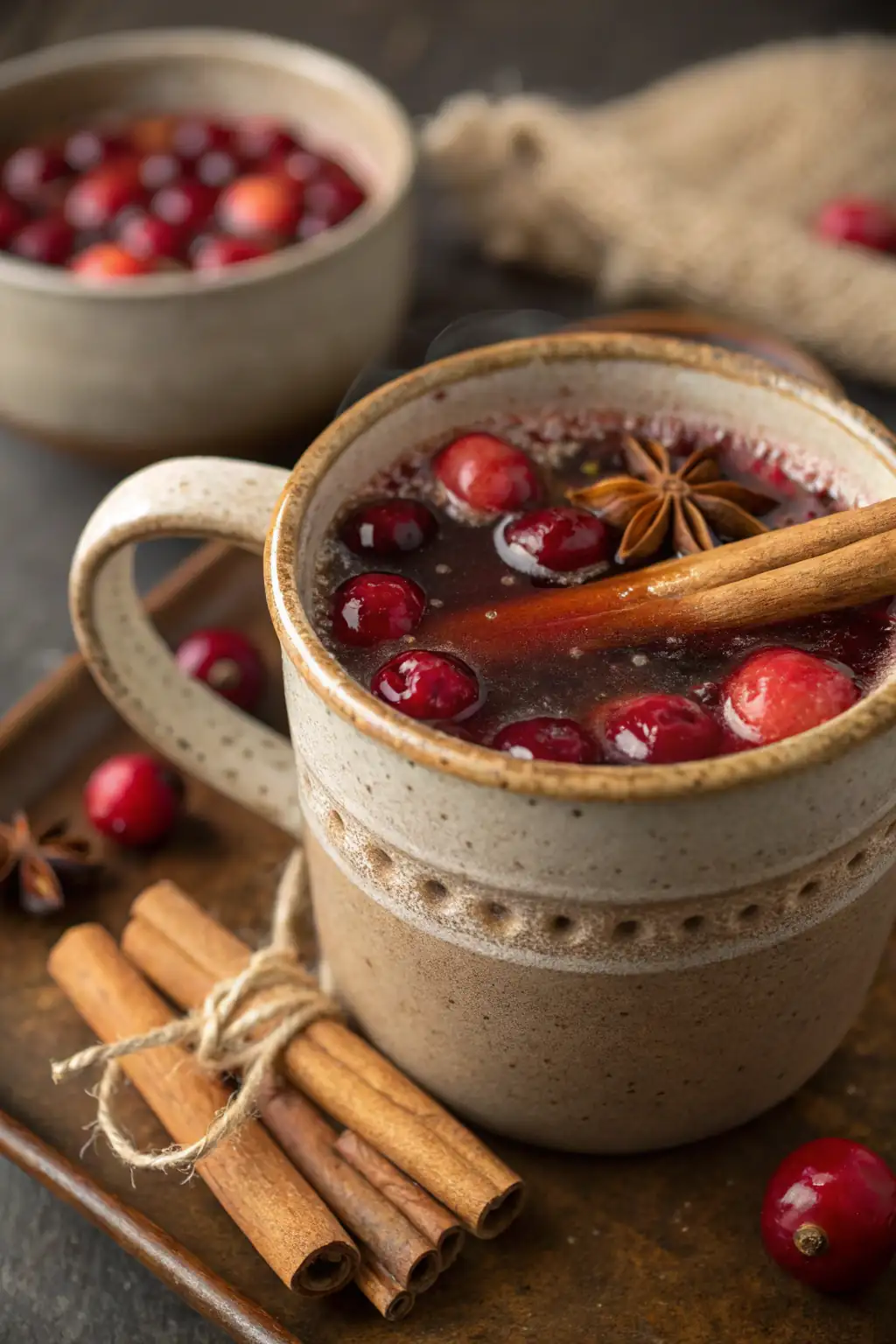 A delicious plate of Hot Spiced Cranberry Cider