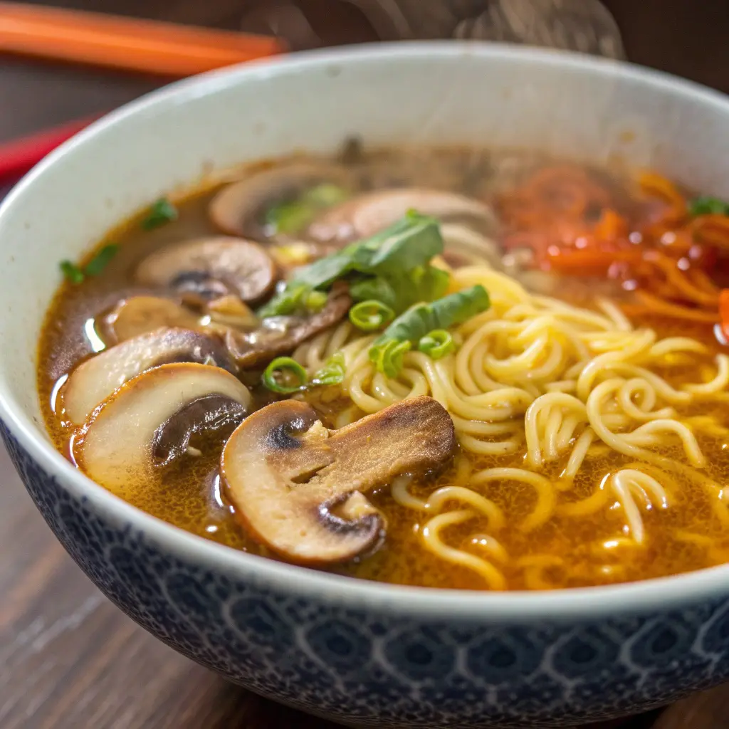 A delicious plate of Mushroom Ramen