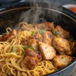 A delicious plate of Air Fryer Chicken Noodles