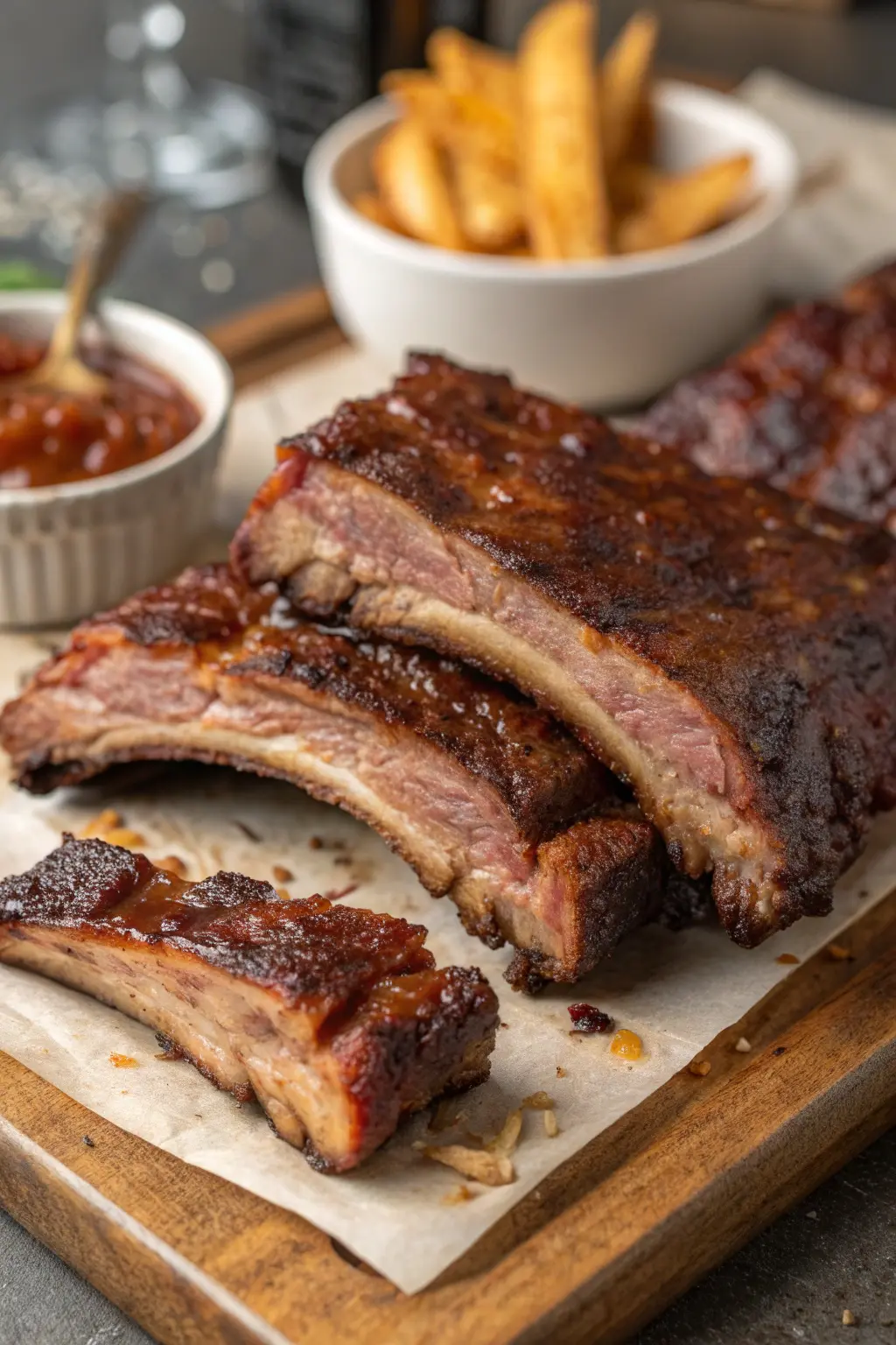 A delicious plate of Air Fryer Bison Ribs