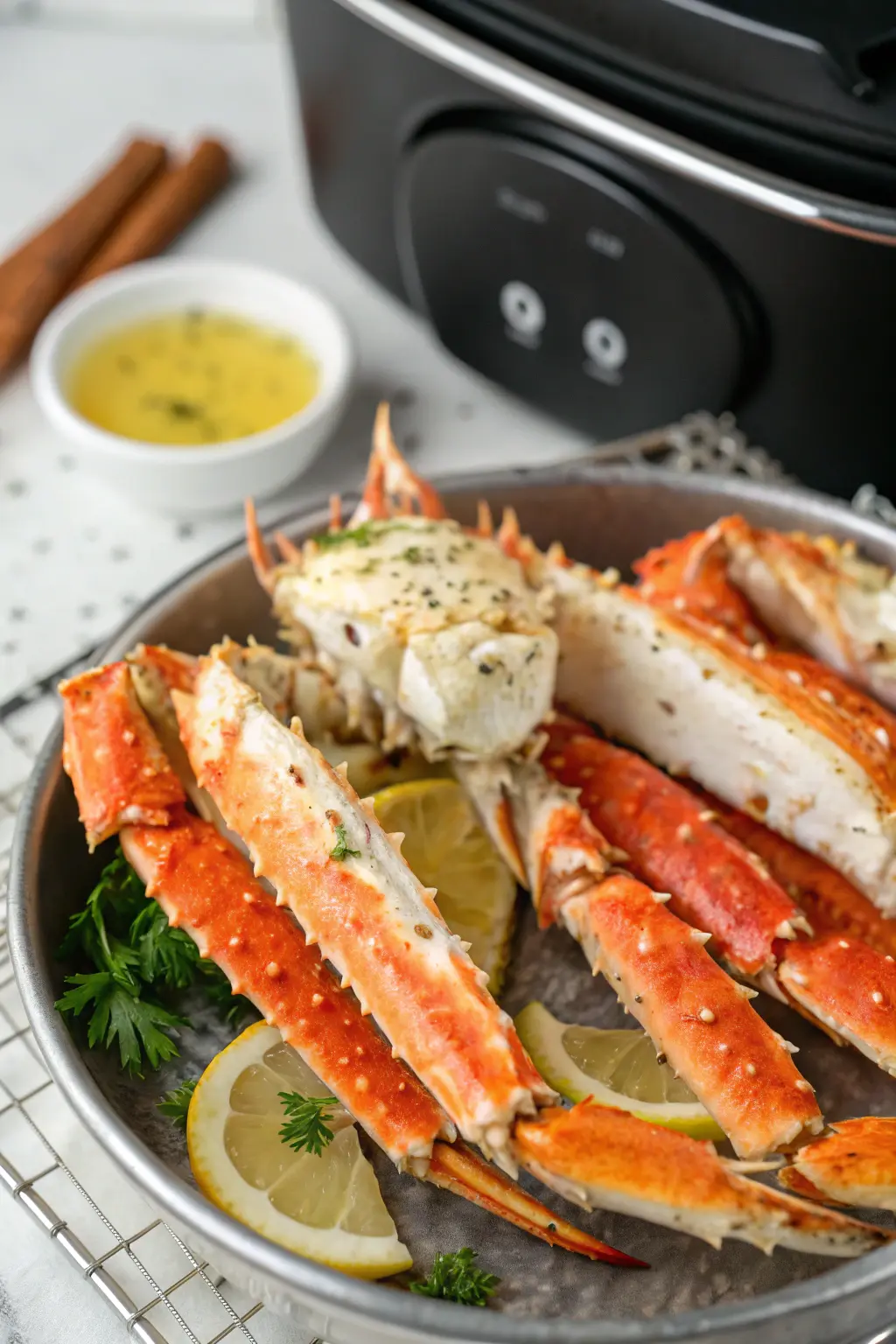 A delicious plate of Air Fryer Crab Legs
