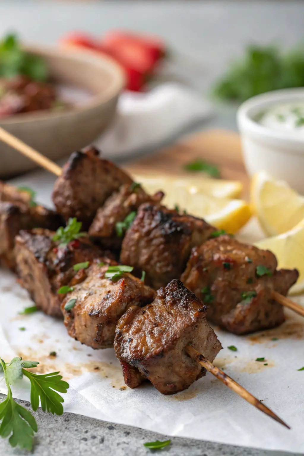 A delicious plate of Air Fryer Lamb Kebabs