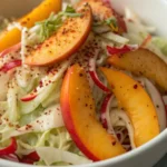 A delicious plate of Spicy Peach Coleslaw