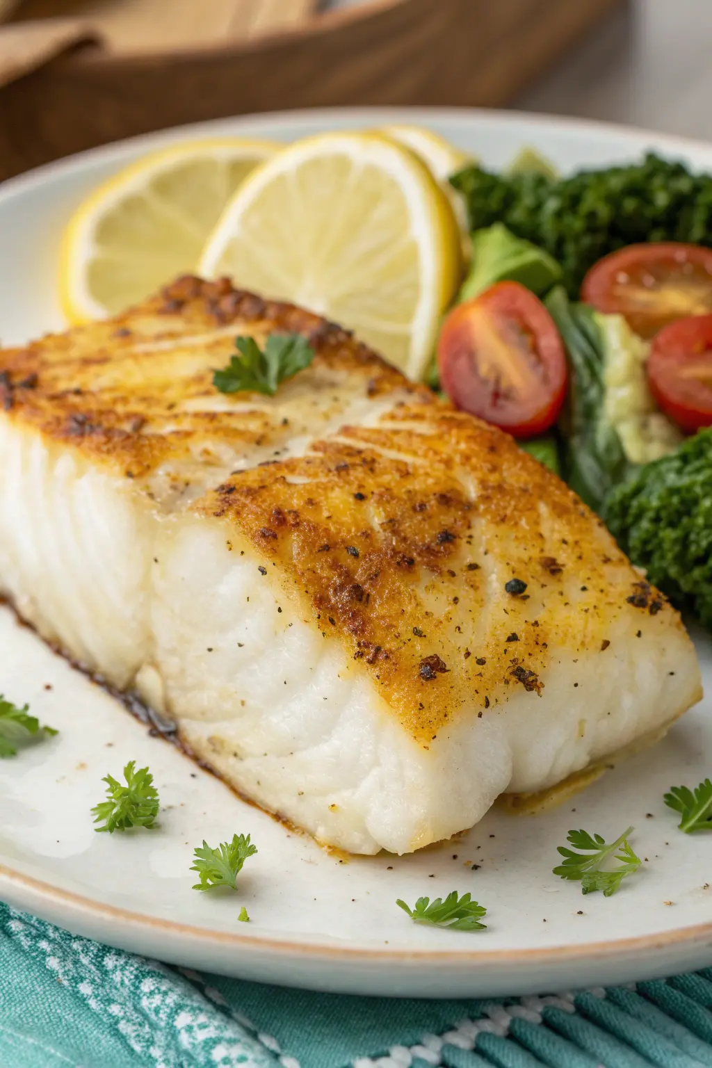 A delicious plate of Air Fryer Halibut
