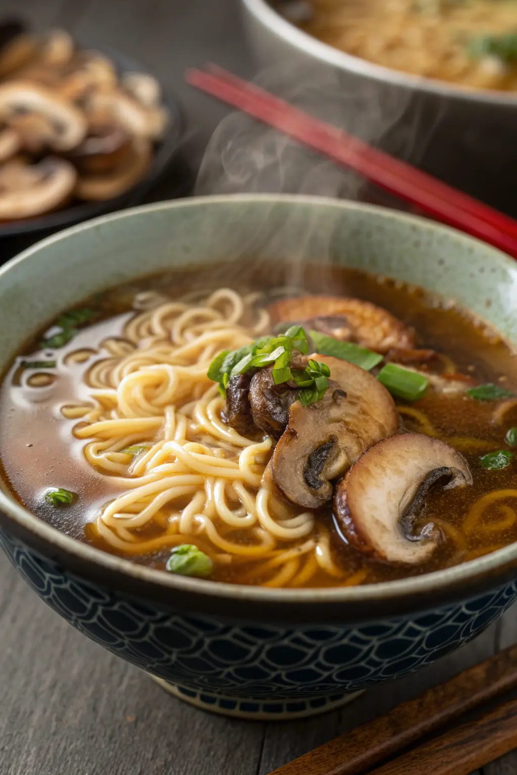 A delicious plate of Mushroom Ramen