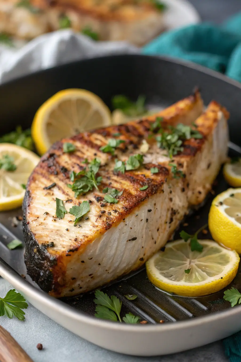 A delicious plate of Air Fryer Swordfish