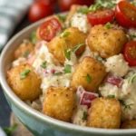 A delicious plate of German Tater Tot Potato Salad
