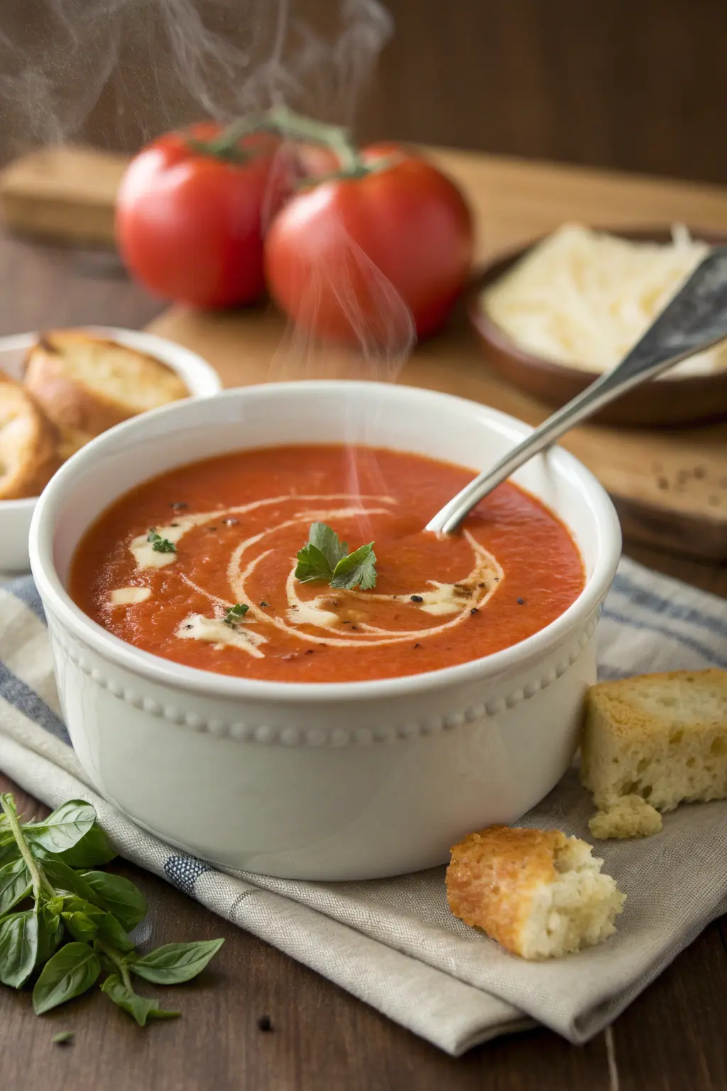 A delicious plate of Copycat Panera Creamy Tomato Soup