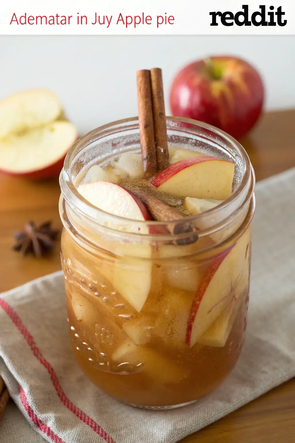 A delicious plate of Apple Pie in a Jar Drink