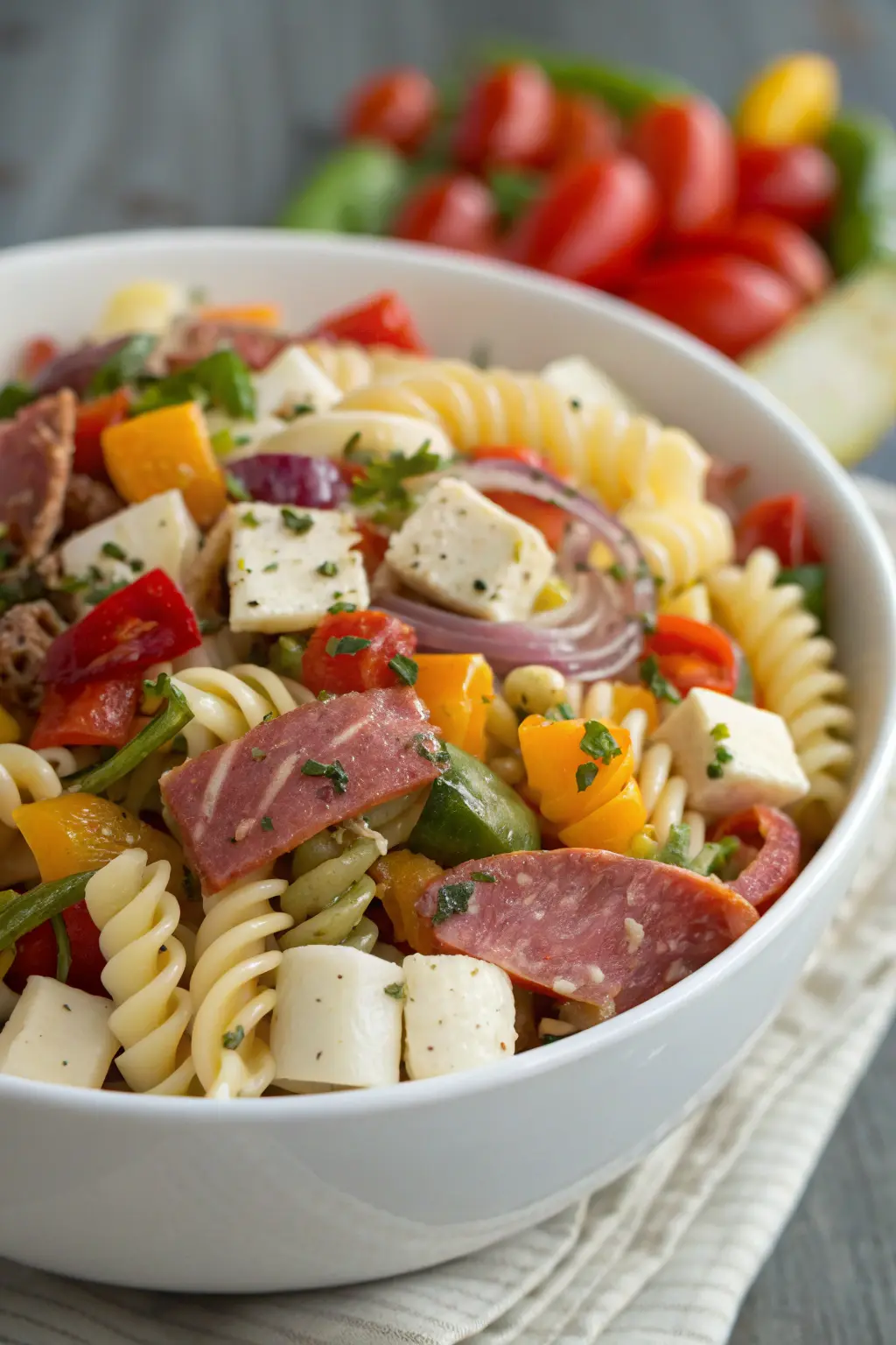 A delicious plate of Chef John's Antipasto Pasta Salad