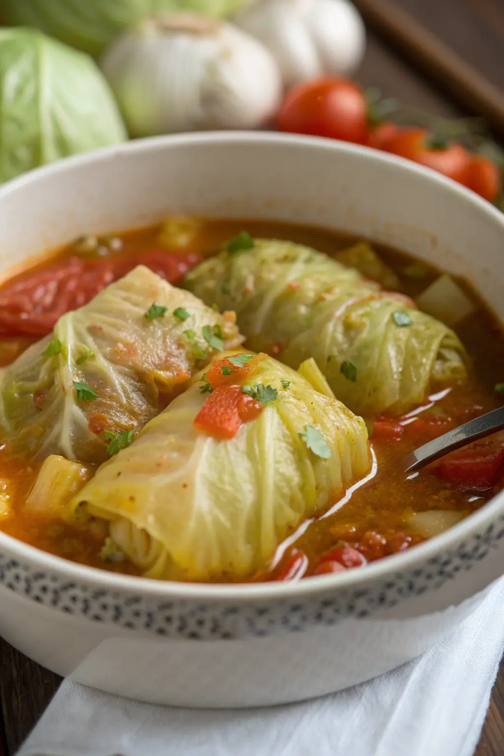 A delicious plate of Polish Cabbage Roll Soup