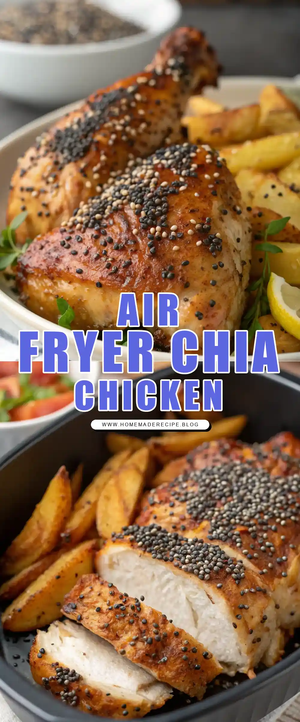 Pinterest pin 1 (Design 1) for Air Fryer Chicken Chia Seeds
